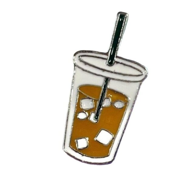 Coffee Drink Lapel Pin Cup Straw Brooch Enamel Badge Pin Accessories Jewelry - Picture 1 of 4
